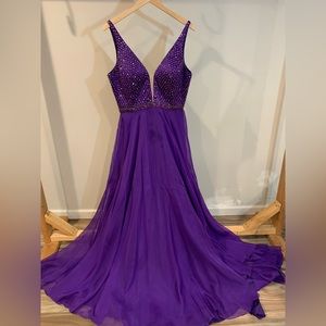 Purple Beaded Prom Dress